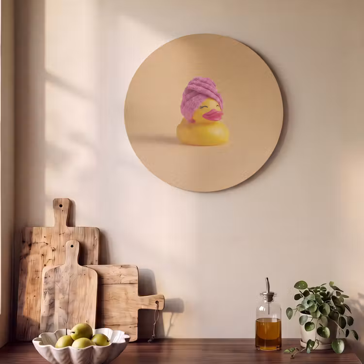 Akoestisch schilderij rond - Badeend - Handdoek - Kleurrijk — 4