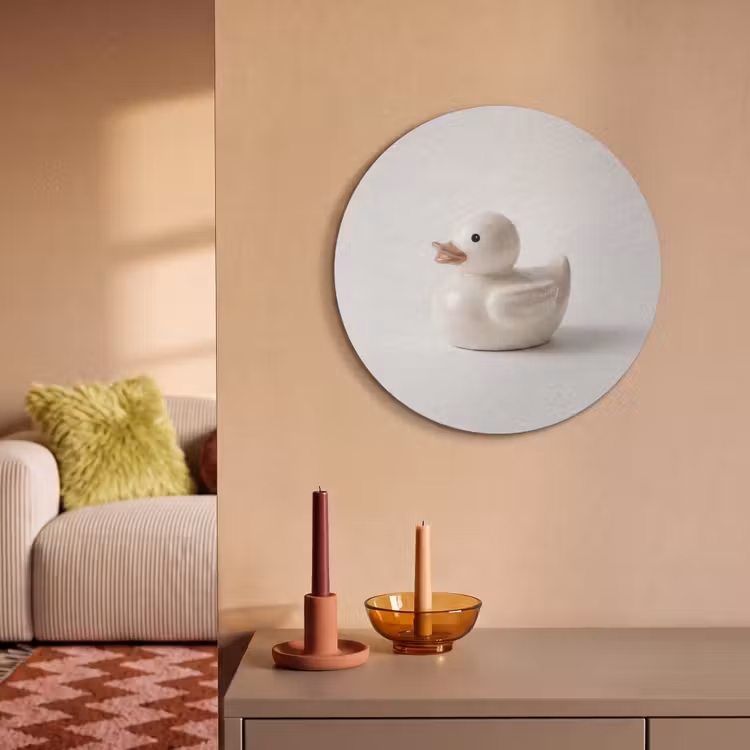 Akoestisch schilderij rond - Badeend - Minimalistisch - Wit — 3