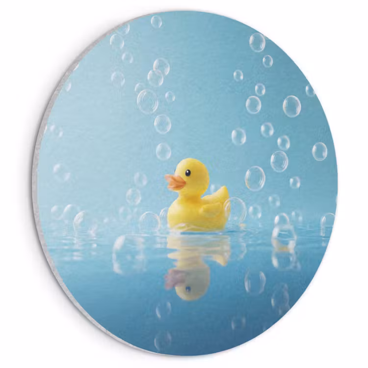 Akoestisch schilderij rond - Bubbels - Badeend - Geel — 1