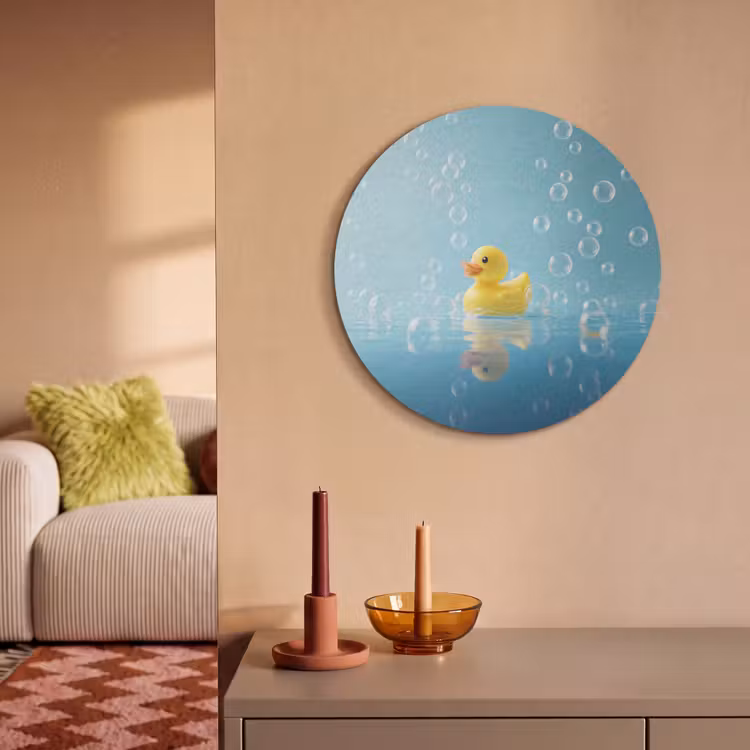 Akoestisch schilderij rond - Bubbels - Badeend - Geel — 3
