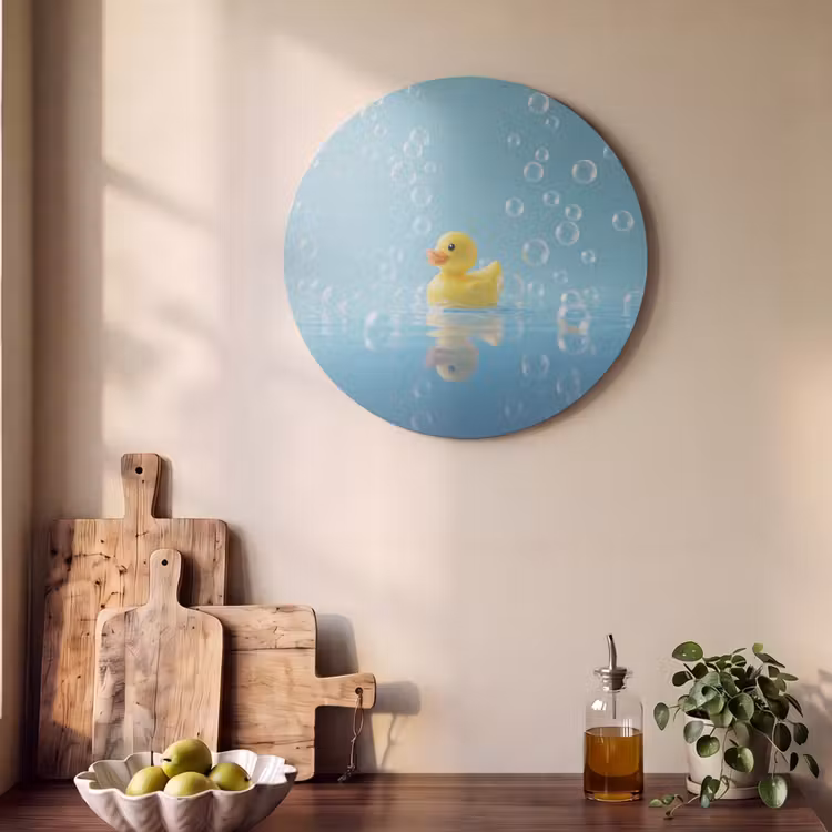 Akoestisch schilderij rond - Bubbels - Badeend - Geel — 4