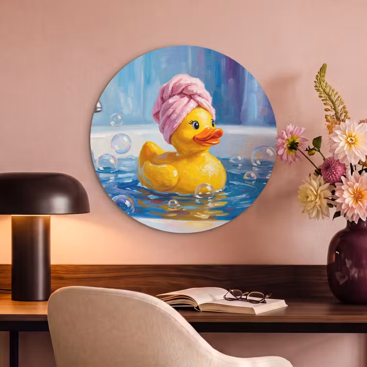 Akoestisch schilderij rond - Creatief - Badeend - Kleurrijk — 2