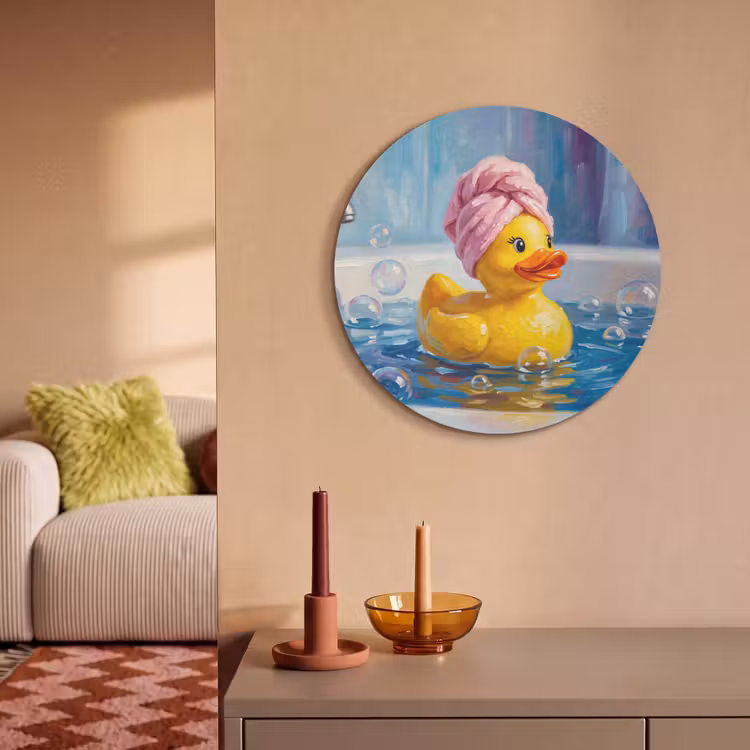 Akoestisch schilderij rond - Creatief - Badeend - Kleurrijk — 3
