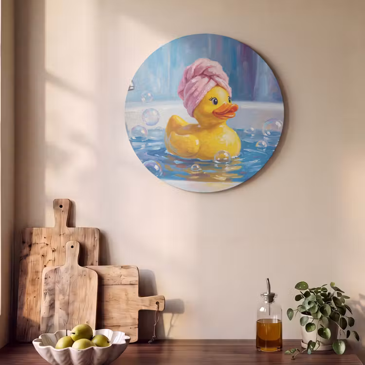 Akoestisch schilderij rond - Creatief - Badeend - Kleurrijk — 4