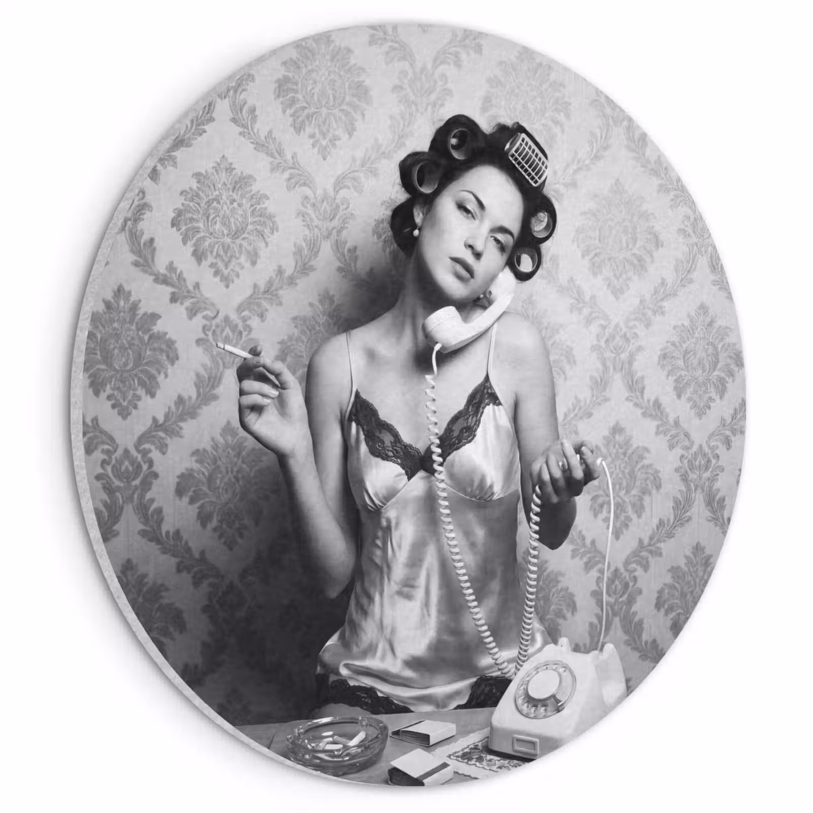 Akoestisch schilderij rond - Chic - Vrouw - Zwart - Wit — 1