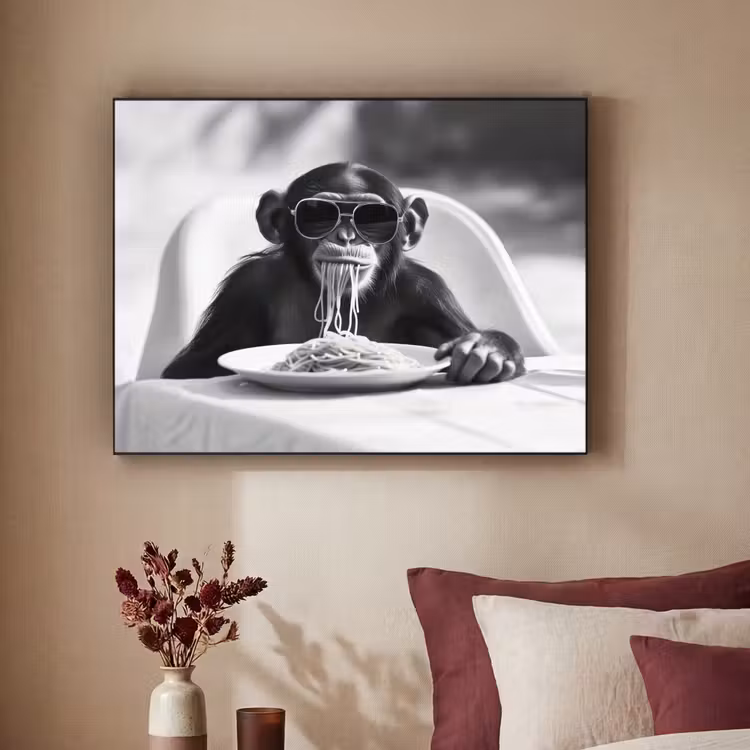 Art Frame - Aap - Spaghetti - Zonnebril - Zwart wit - Cool - Dier — 2