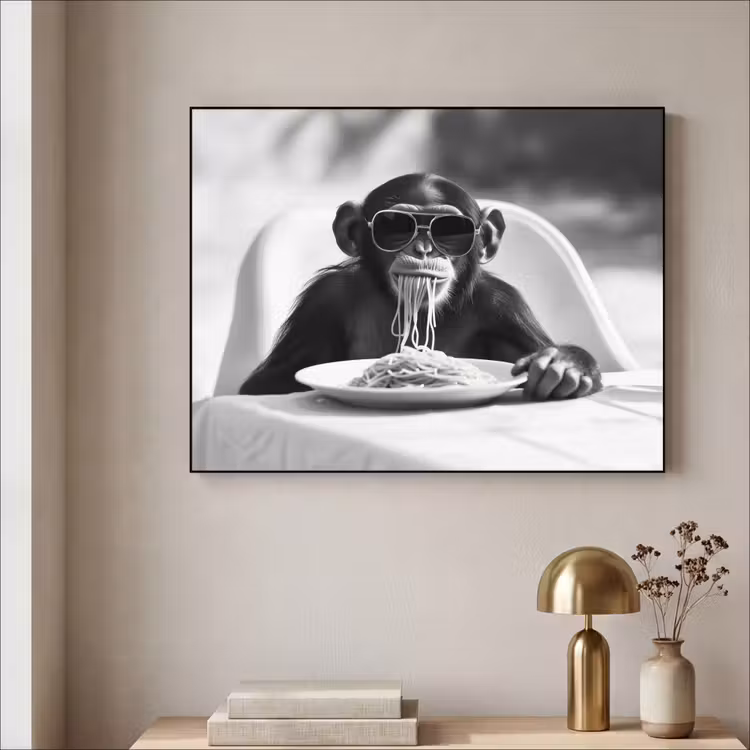 Art Frame - Aap - Spaghetti - Zonnebril - Zwart wit - Cool - Dier — 3