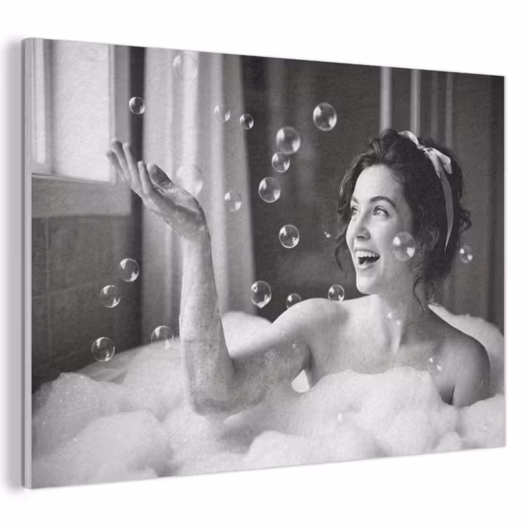 Akoestisch schilderij - Bad - Bubbels - Zwart - Wit — 1