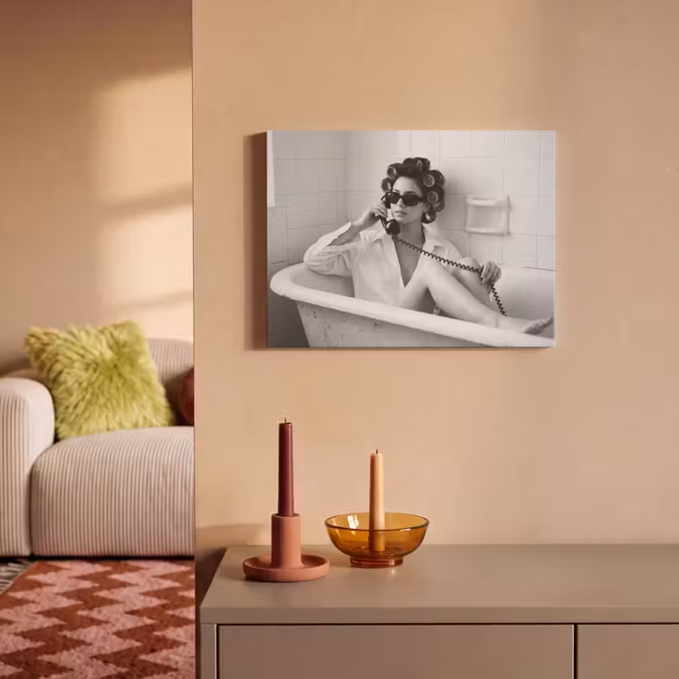 Akoestisch schilderij - Bad - Vrouw - Zwart - Wit — 2