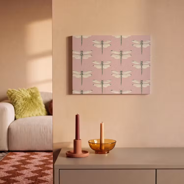 Akoestisch schilderij - Lillibellen - Patroon - Roze — 2