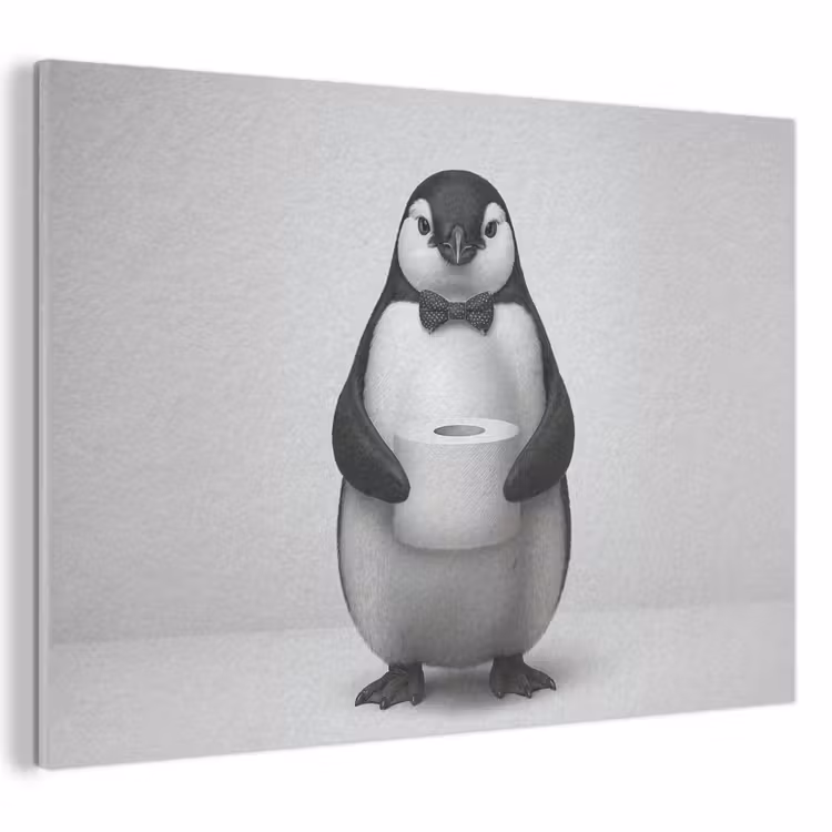Akoestisch schilderij - Pinguïn - WC rol - Wit — 1