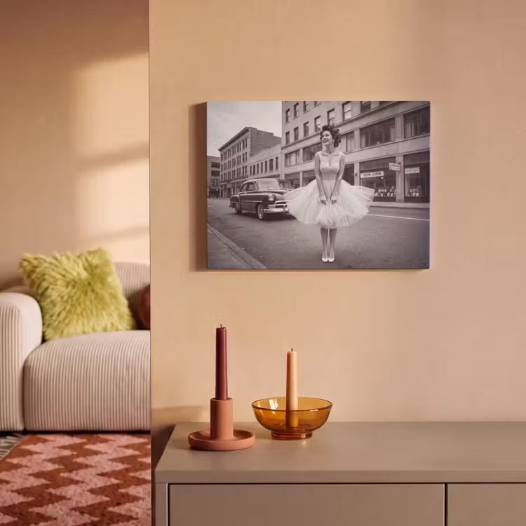 Akoestisch schilderij - Retro - Vrouw - Zwart - Wit — 2