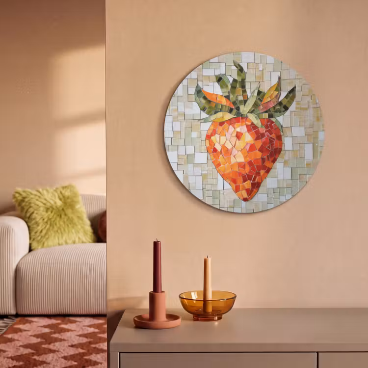Akoestisch schilderij rond - Aardbei - Rood - Mozaïek - Fruit — 3