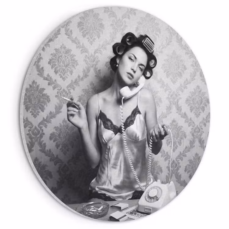 Akoestisch schilderij rond - Chic - Vrouw - Zwart - Wit — 1