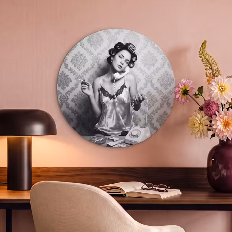 Akoestisch schilderij rond - Chic - Vrouw - Zwart - Wit — 2