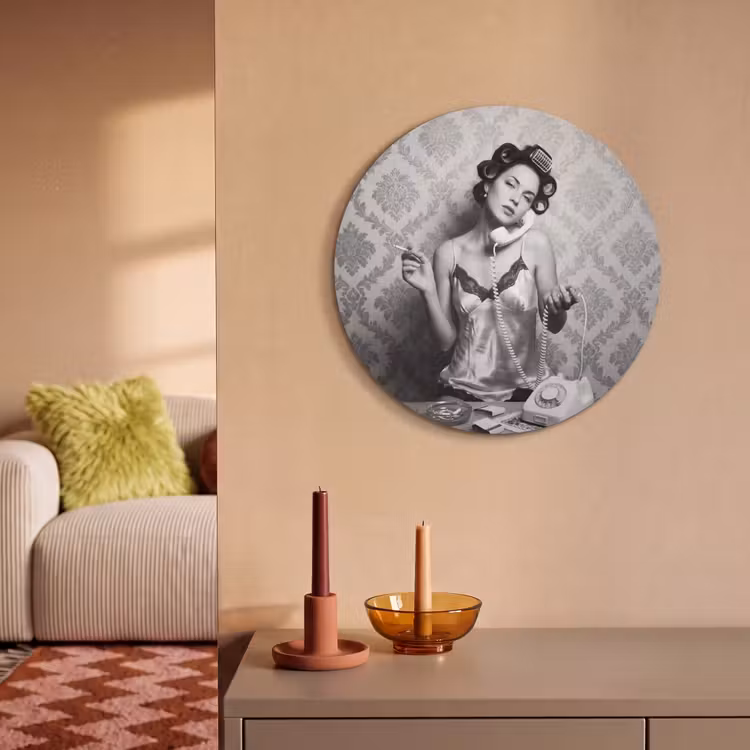 Akoestisch schilderij rond - Chic - Vrouw - Zwart - Wit — 3