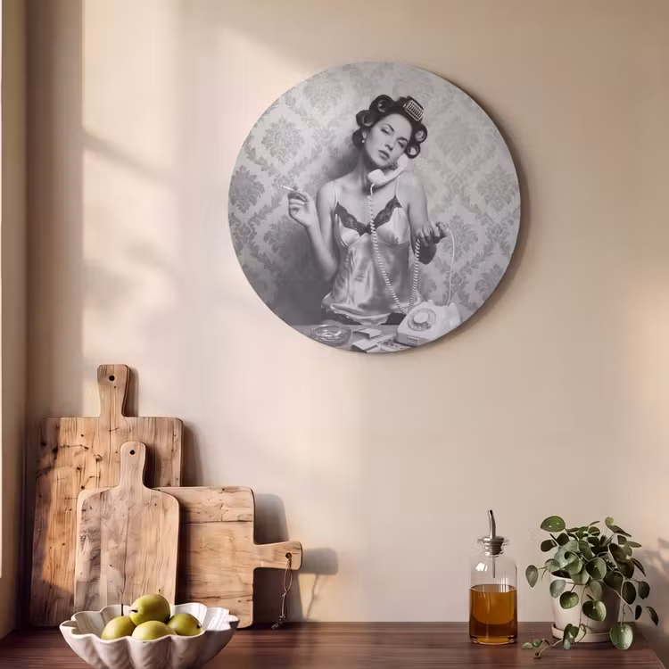 Akoestisch schilderij rond - Chic - Vrouw - Zwart - Wit — 4