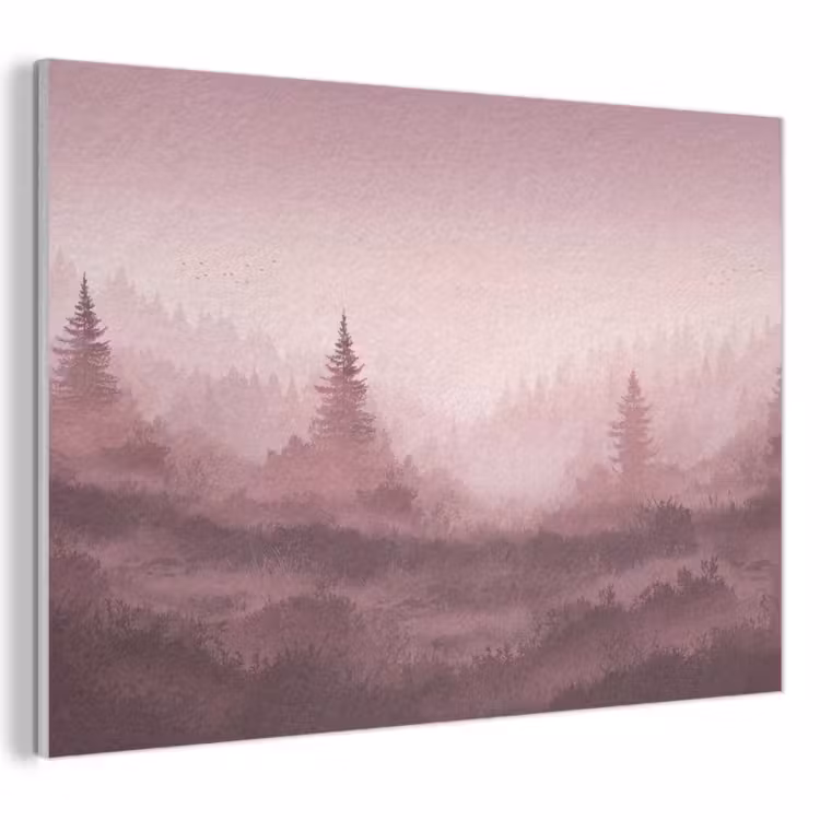 Akoestisch schilderij - Landschap - Mistig - Roze — 1