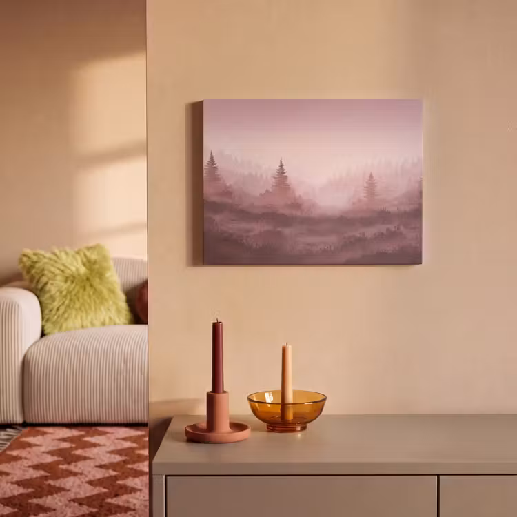 Akoestisch schilderij - Landschap - Mistig - Roze — 2