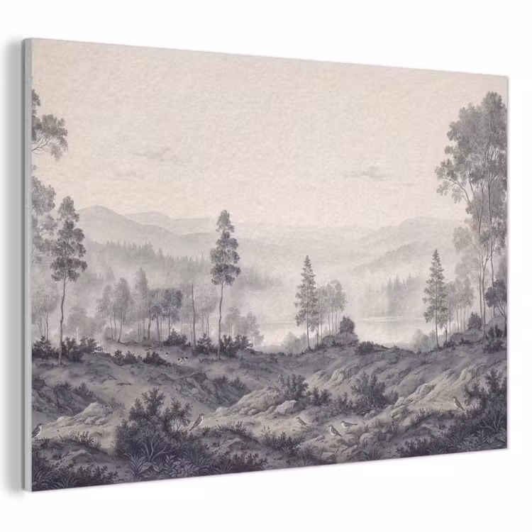 Akoestisch schilderij - Mistig - Berglandschap - Illustratie — 1