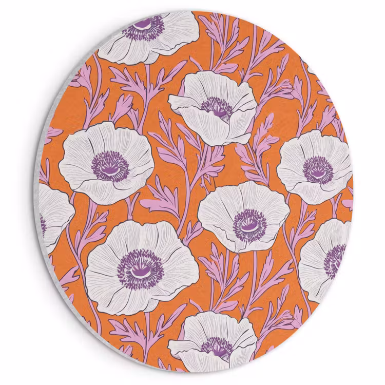 Akoestisch schilderij rond - Bloemen - Grafisch - Oranje — 1