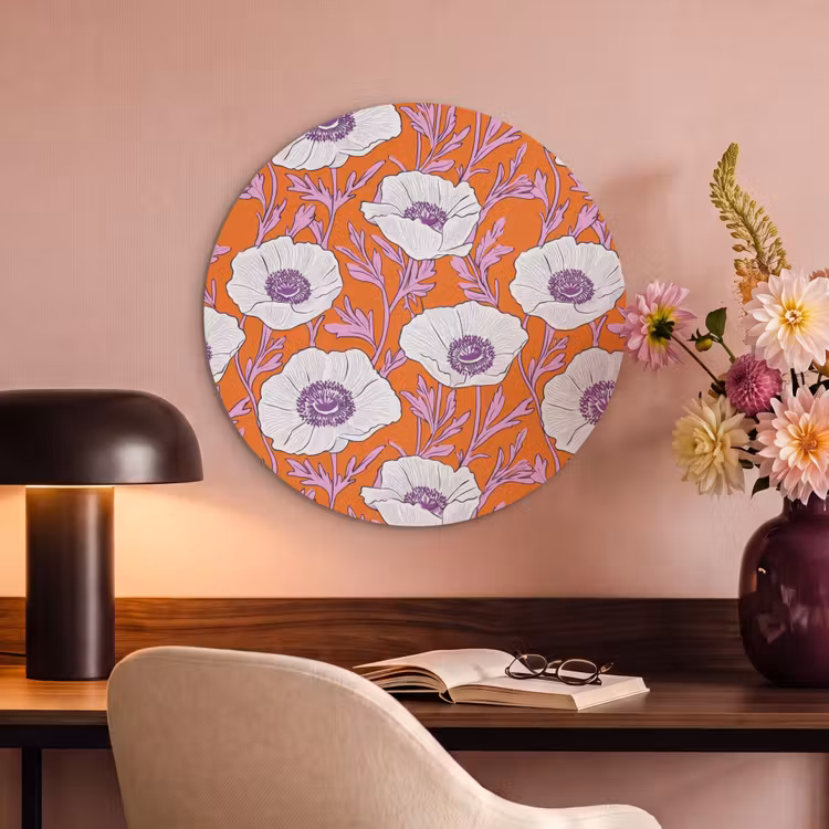 Akoestisch schilderij rond - Bloemen - Grafisch - Oranje — 2