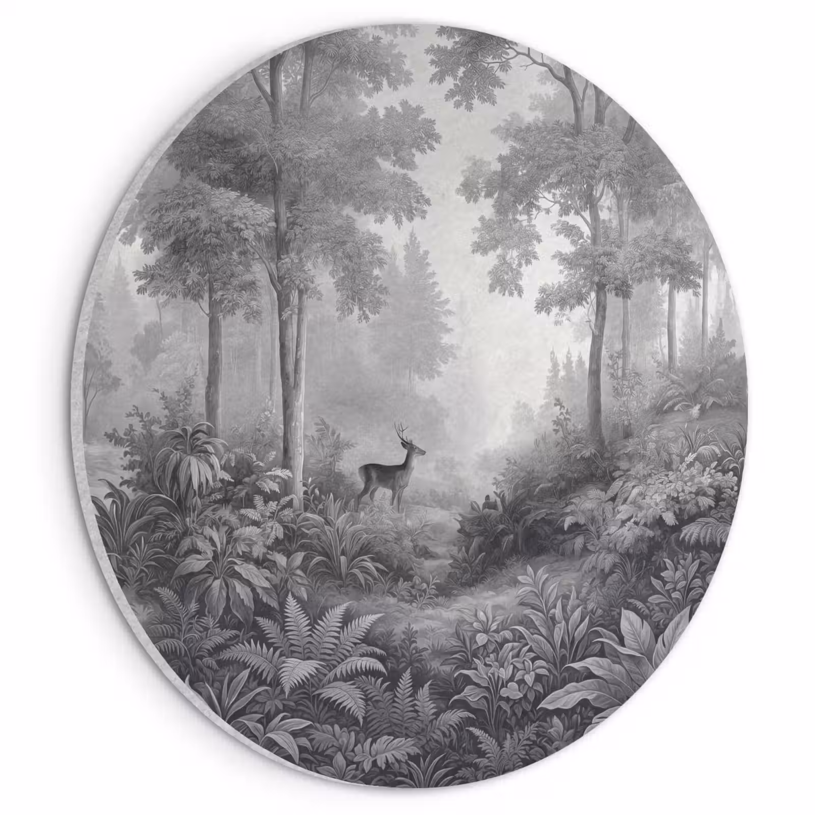 Akoestisch schilderij rond - Bos - Hert - Zwart - Wit — 1