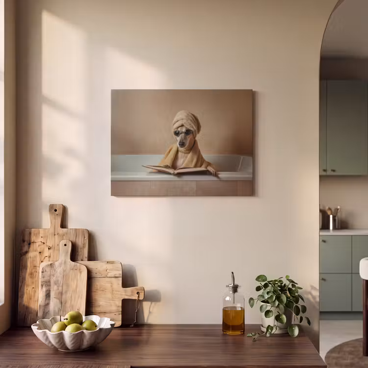 Akoestisch schilderij - Bad - Hond - Boek - Zonnebril — 3