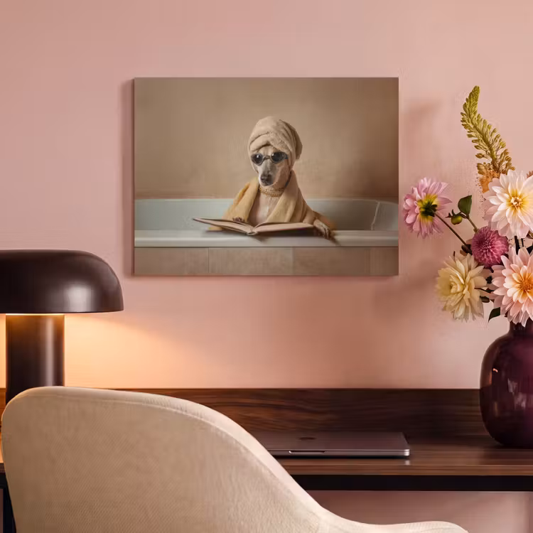 Akoestisch schilderij - Bad - Hond - Boek - Zonnebril — 4
