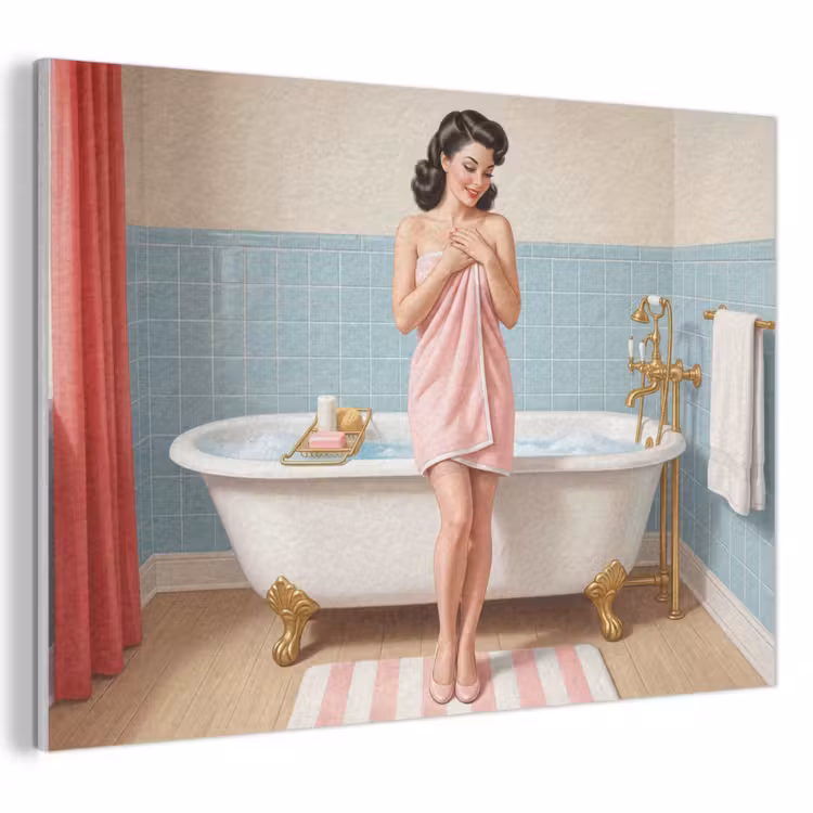 Akoestisch schilderij - Badkamer - Vrouw - Roze — 1