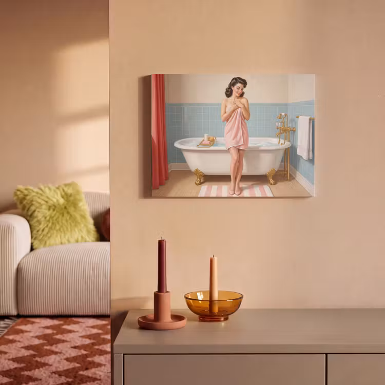 Akoestisch schilderij - Badkamer - Vrouw - Roze — 2