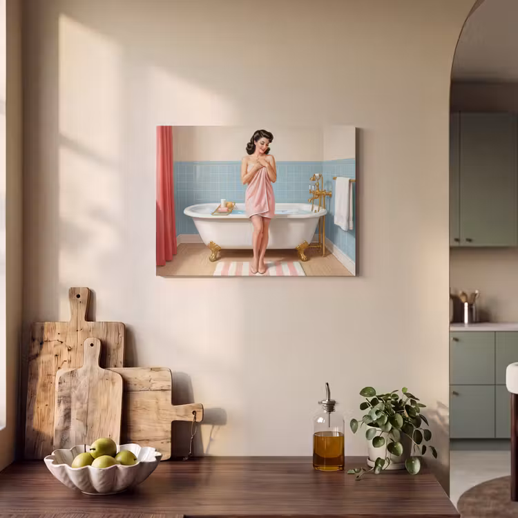 Akoestisch schilderij - Badkamer - Vrouw - Roze — 3