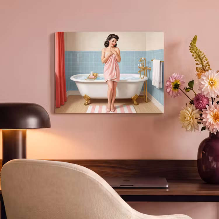 Akoestisch schilderij - Badkamer - Vrouw - Roze — 4