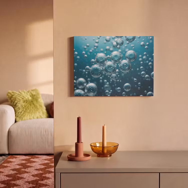 Akoestisch schilderij - Luchtbellen - Dynamisch - Blauw — 2