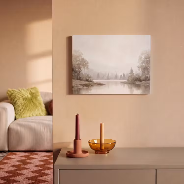 Akoestisch schilderij - Rivierlandschap - Minimalistisch - Aardetinten — 2