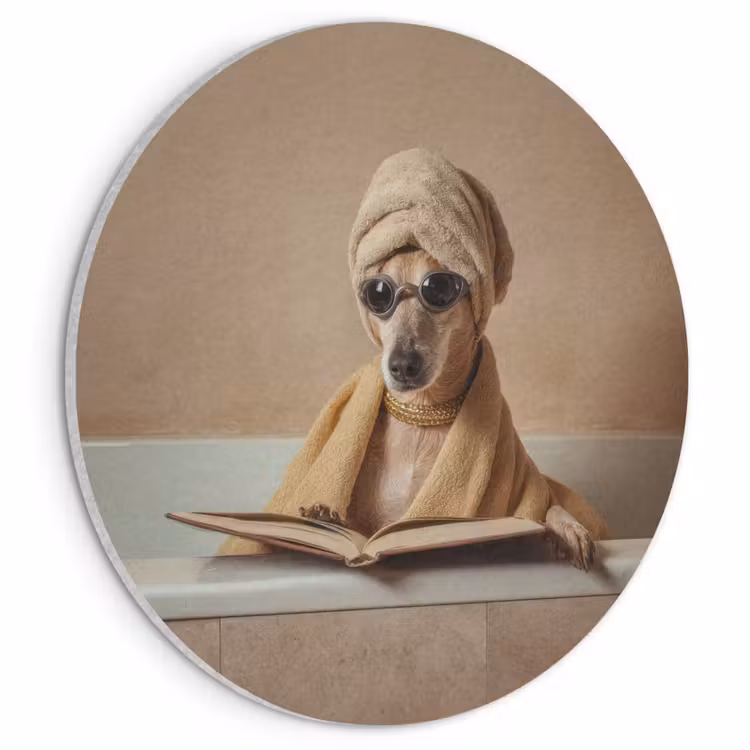 Akoestisch schilderij rond - Bad - Hond - Boek - Zonnebril — 1