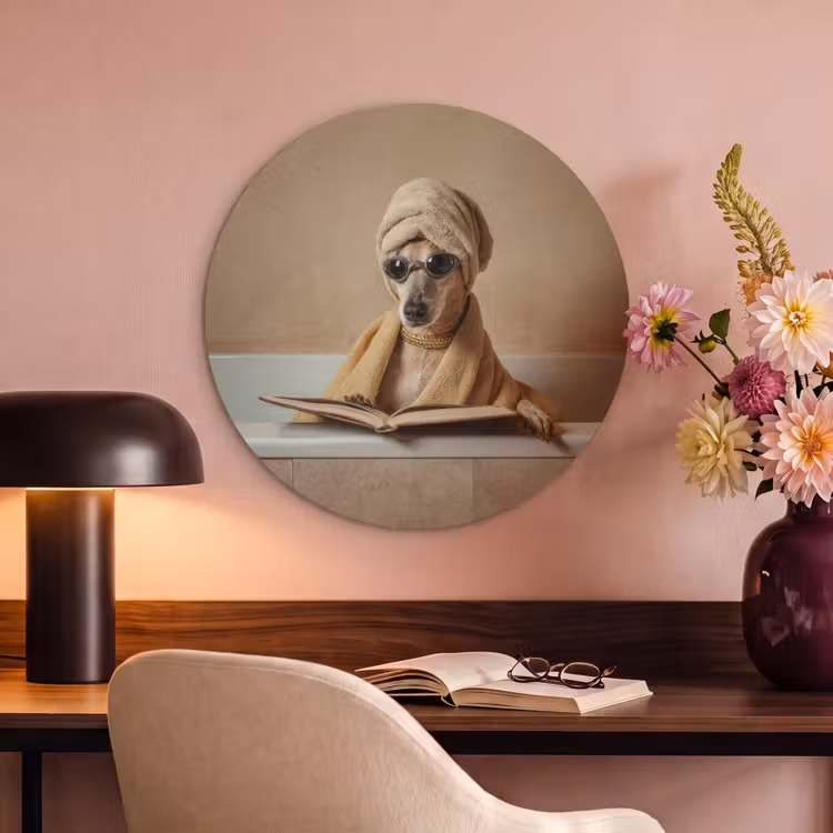 Akoestisch schilderij rond - Bad - Hond - Boek - Zonnebril — 2