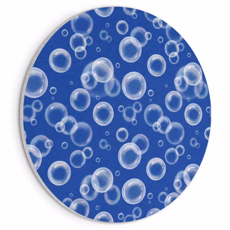 Akoestisch schilderij rond - Bubbels - Patroon - Blauw — 1