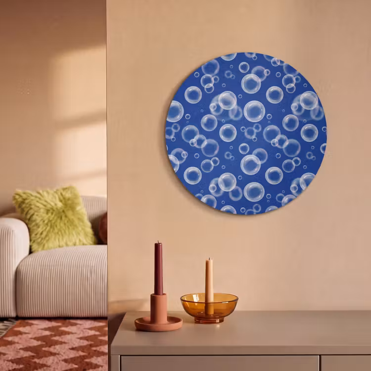 Akoestisch schilderij rond - Bubbels - Patroon - Blauw — 3