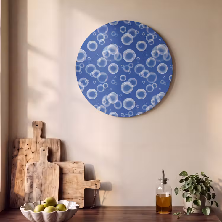 Akoestisch schilderij rond - Bubbels - Patroon - Blauw — 4
