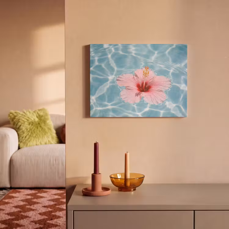 Akoestisch schilderij - Hibiscus - Water - Roze — 2