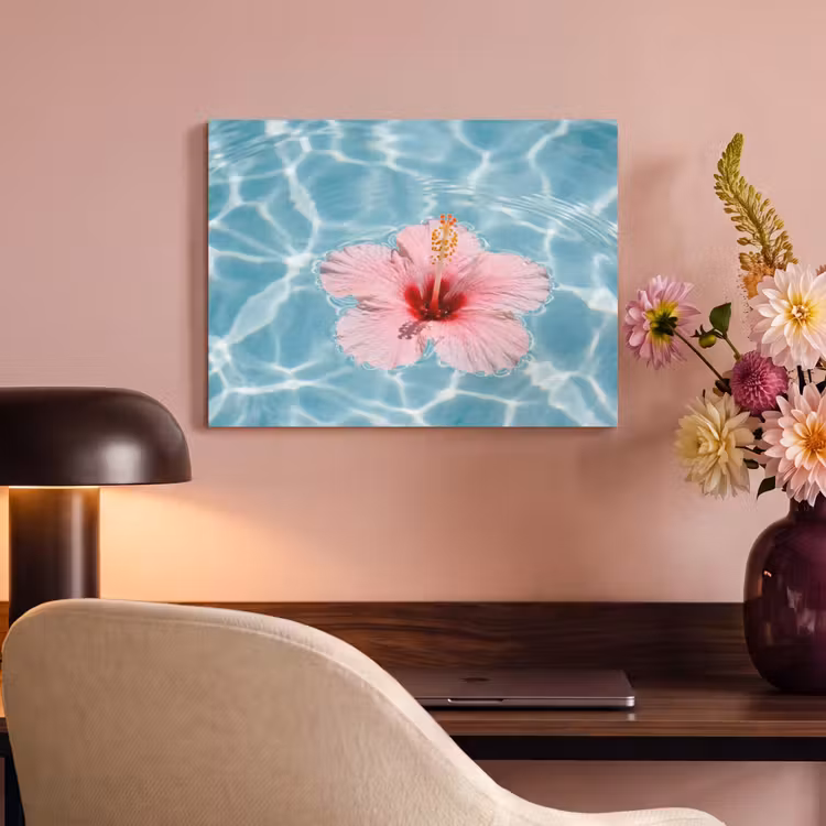 Akoestisch schilderij - Hibiscus - Water - Roze — 4