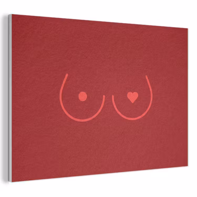Akoestisch schilderij - Minimalistisch - Lijnillustratie - Rood — 1