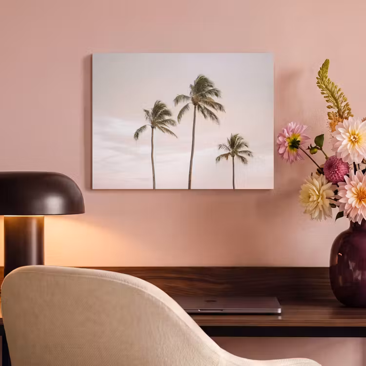 Akoestisch schilderij - Palmbomen - Zonsondergang - Roze — 4