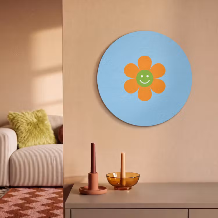 Akoestisch schilderij rond - Bloem - Smiley - Kleurrijk — 3