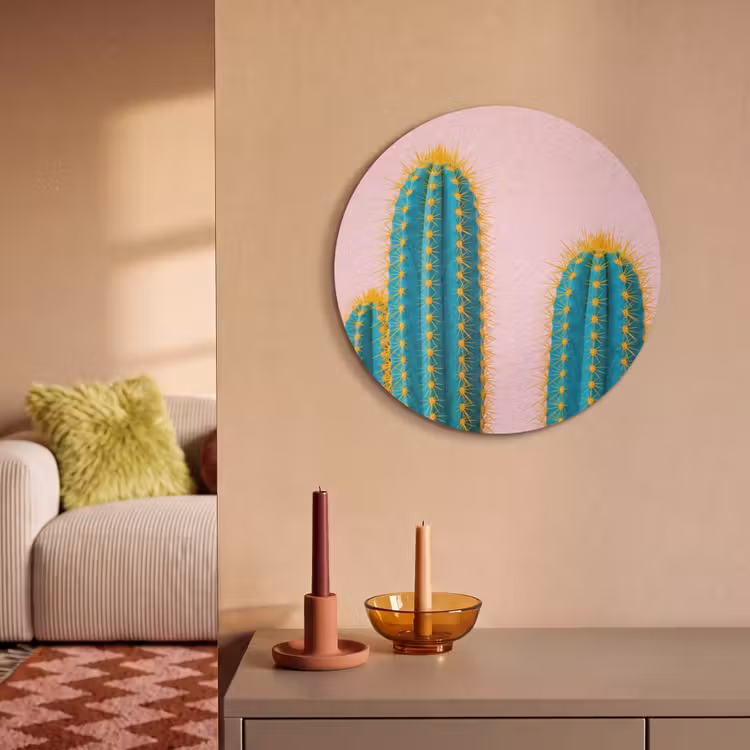 Akoestisch schilderij rond - Cactussen - Modern - Pastel — 3