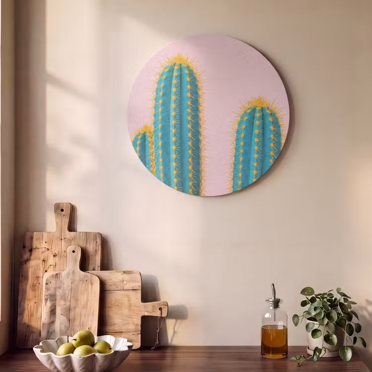 Akoestisch schilderij rond - Cactussen - Modern - Pastel — 4