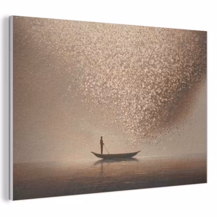 Akoestisch schilderij - Bootje - Blaadjes - Goud - Water — 1
