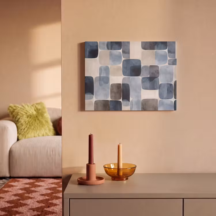 Akoestisch schilderij - Patroon - Blauw - Vierkanten — 2