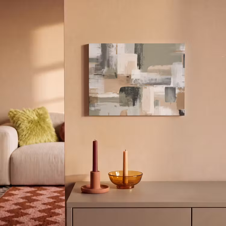 Akoestisch schilderij - Penseelstreken - Abstract - Aardetinten — 2